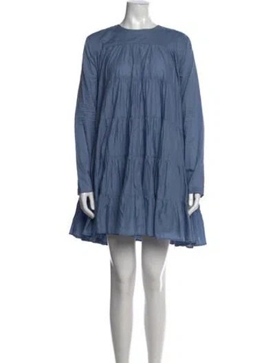 Pre-owned Merlette Crew Neck Mini Dress In Blue