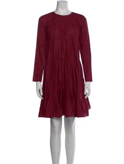 Pre-owned Merlette Crew Neck Mini Dress In Burgundy