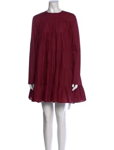 Pre-owned Merlette Crew Neck Mini Dress In Burgundy