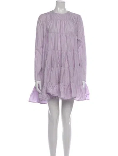 Pre-owned Merlette Crew Neck Mini Dress In Purple