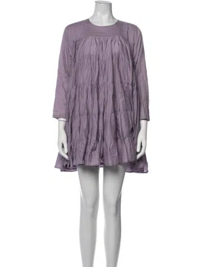 Pre-owned Merlette Crew Neck Mini Dress In Purple