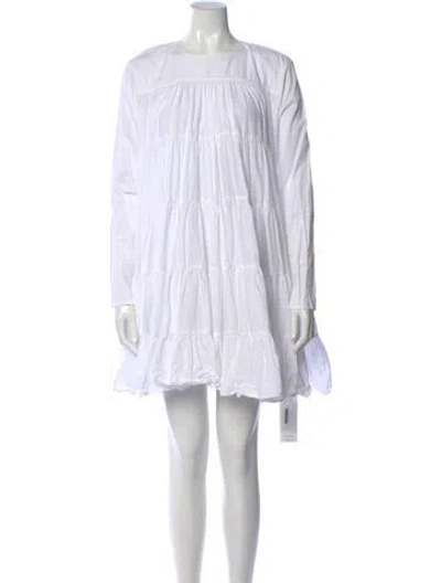 Pre-owned Merlette Crew Neck Mini Dress In White