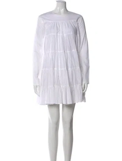 Pre-owned Merlette Crew Neck Mini Dress In White
