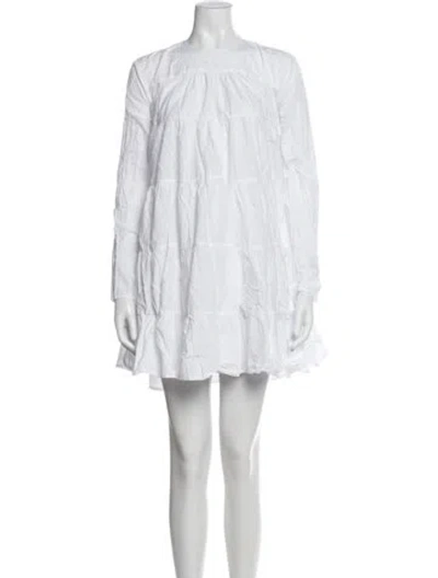 Pre-owned Merlette Crew Neck Mini Dress In White