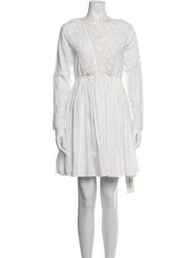 Pre-owned Merlette Crew Neck Mini Dress In White