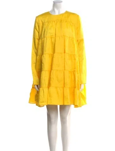Pre-owned Merlette Crew Neck Mini Dress In Yellow