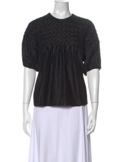 Pre-owned Merlette Crew Neck Short Sleeve Blouse In Black