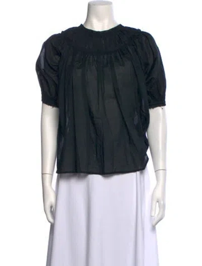 Pre-owned Merlette Crew Neck Short Sleeve Blouse In Black