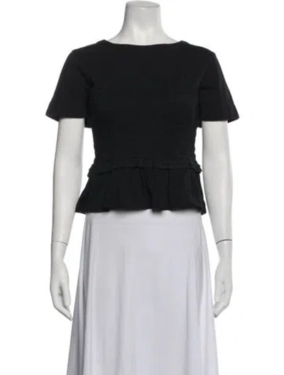 Pre-owned Merlette Crew Neck Short Sleeve Blouse In Black