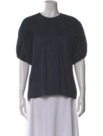 Pre-owned Merlette Crew Neck Short Sleeve Blouse In Blue