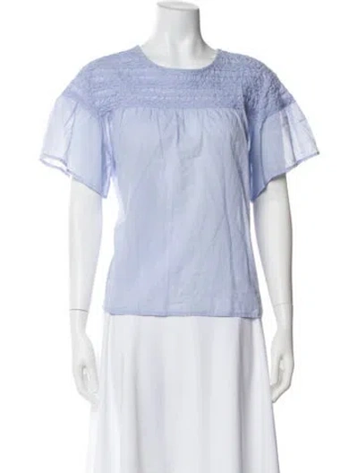 Pre-owned Merlette Crew Neck Short Sleeve Blouse In Blue