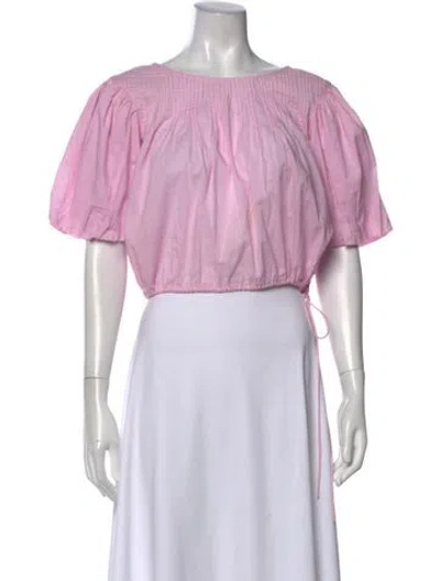 Pre-owned Merlette Crew Neck Short Sleeve Blouse In Purple