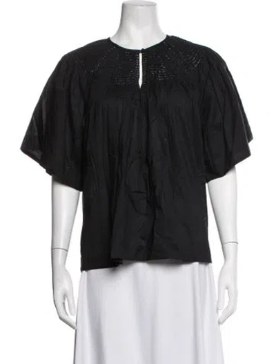 Pre-owned Merlette Crew Neck Short Sleeve Top In Black