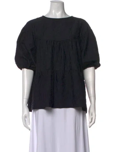 Pre-owned Merlette Crew Neck Short Sleeve Top In Black