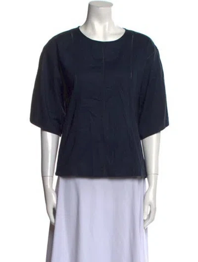 Pre-owned Merlette Crew Neck Short Sleeve Top In Blue