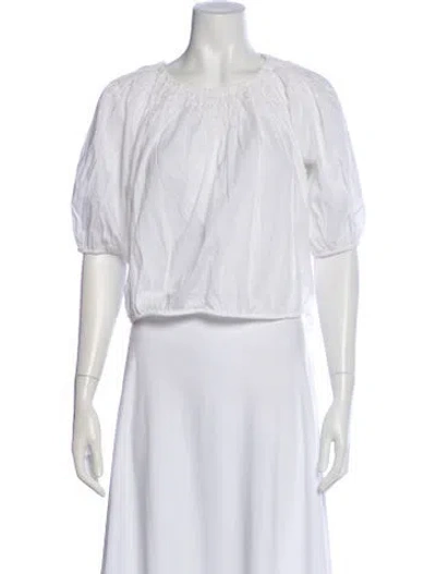 Pre-owned Merlette Crew Neck Short Sleeve Top In White