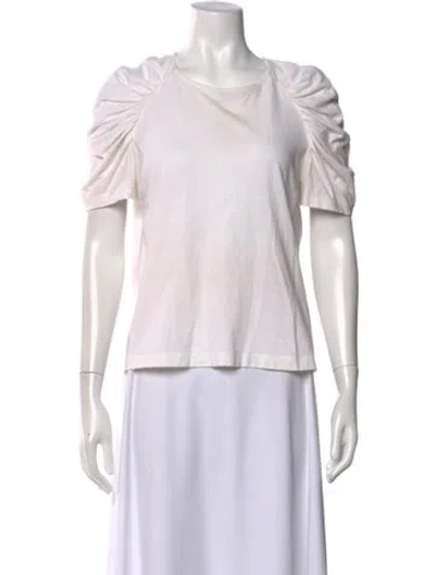 Pre-owned Merlette Crew Neck Short Sleeve Top In White