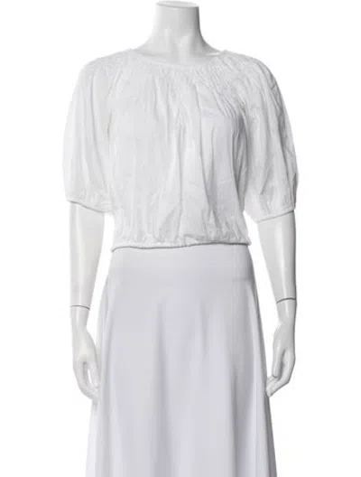 Pre-owned Merlette Crew Neck Short Sleeve Top In White