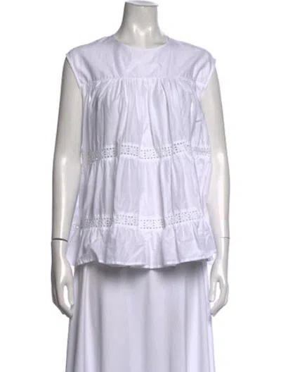 Pre-owned Merlette Crew Neck Sleeveless Blouse In White
