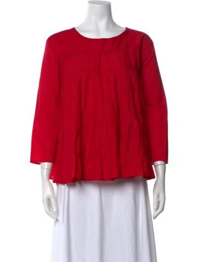 Pre-owned Merlette Crew Neck Three-quarter Sleeve Top In Pink