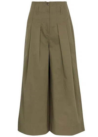 Merlette Dallas Wide-leg Cotton Trousers In Khaki