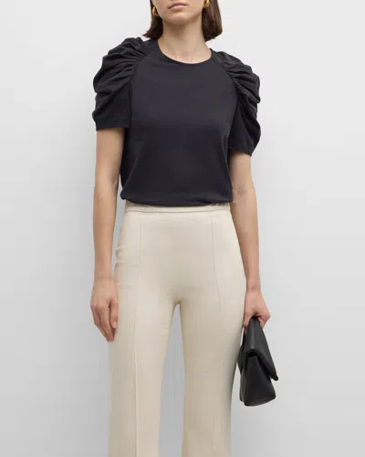 MERLETTE EMBER RUCHED-SLEEVE JERSEY TOP