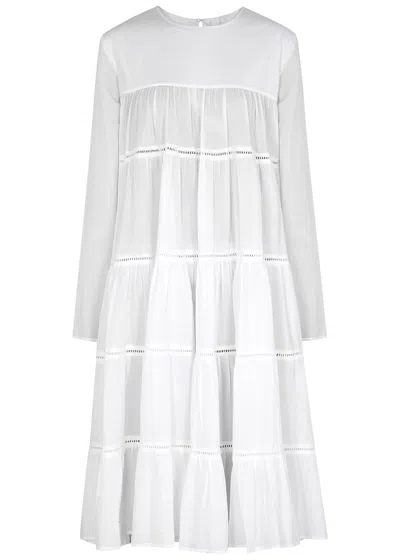 Merlette Essaouira White Tiered Cotton Midi Dress
