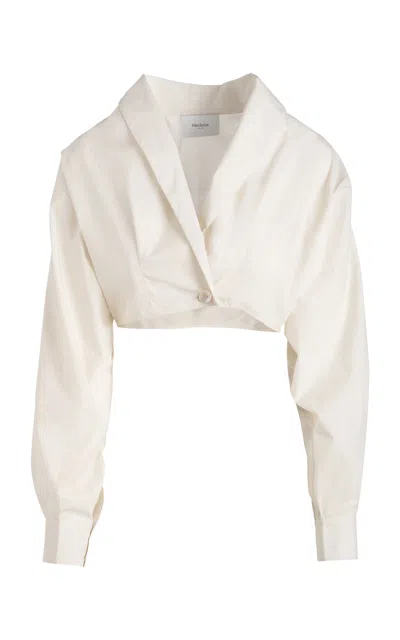 Merlette Eterna Cotton Poplin Top In Off-white