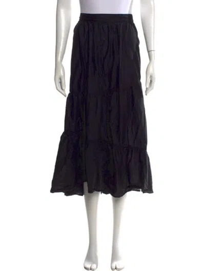 Pre-owned Merlette Eyelet Trim Midi Length Skirt In Black