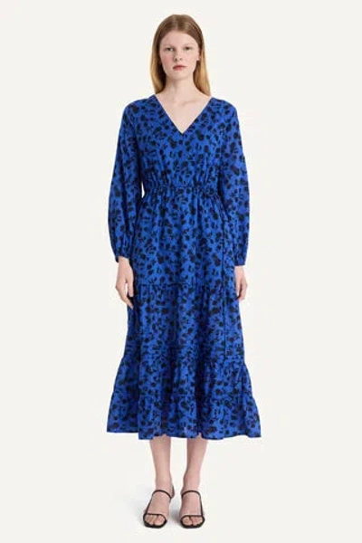 Merlette Eze Dress In Cobalt Ink Floral Print