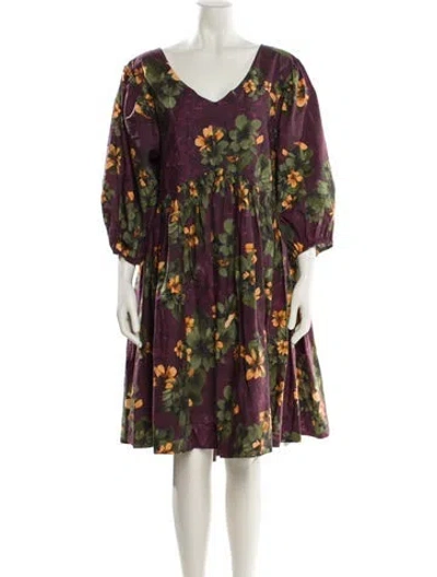 Pre-owned Merlette Floral Print Knee-length Dress In Multi