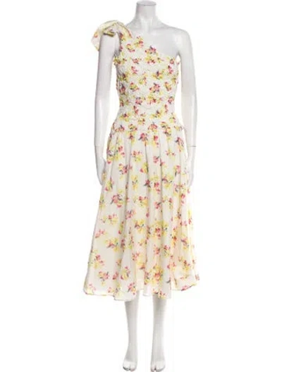 Pre-owned Merlette Floral Print Long Dress In Neutral