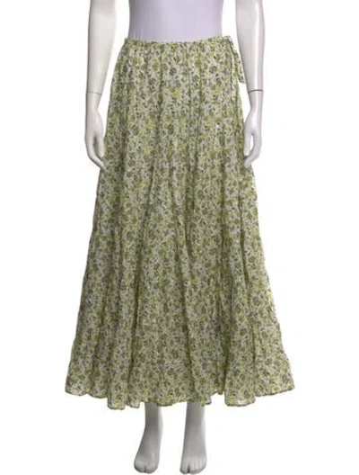 Pre-owned Merlette Floral Print Long Skirt W/ Tags In Green