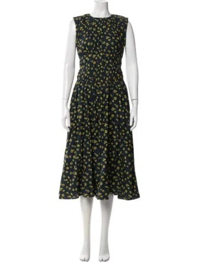 Pre-owned Merlette Floral Print Midi Length Dress W/ Tags In Blue