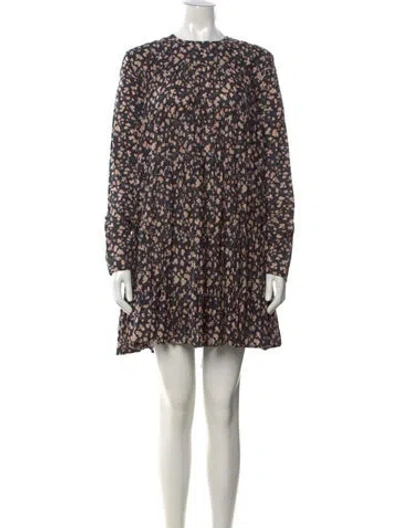 Pre-owned Merlette Floral Print Mini Dress In Black
