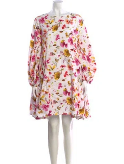 Pre-owned Merlette Floral Print Mini Dress In White