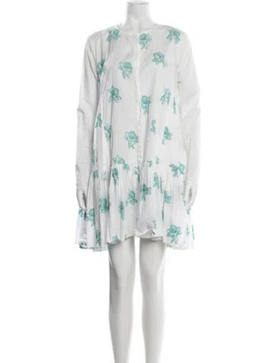 Pre-owned Merlette Floral Print Mini Dress In White