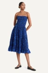 Merlette Galet Dress In Cobalt Ink Floral Print In Cobalt Ink Floral Print