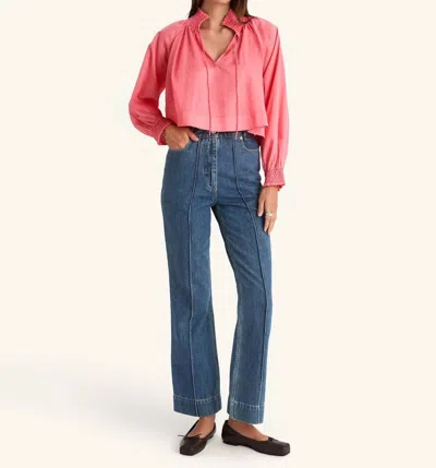 Merlette Helene Long Sleeve Top In Sunset Rose In Blue