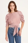 Merlette Iris Striped Tie-waist Top In Mulberry Multi Stripe