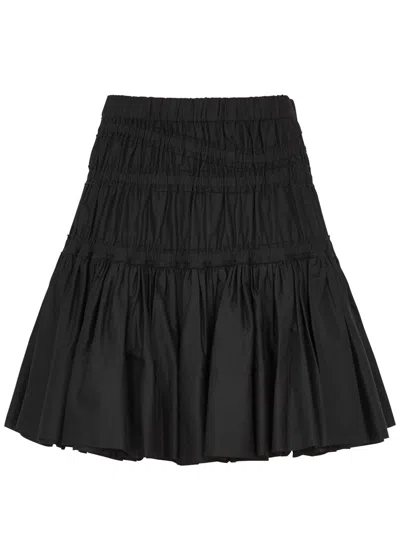 Merlette Jardin Smocked Cotton Mini Skirt In Black