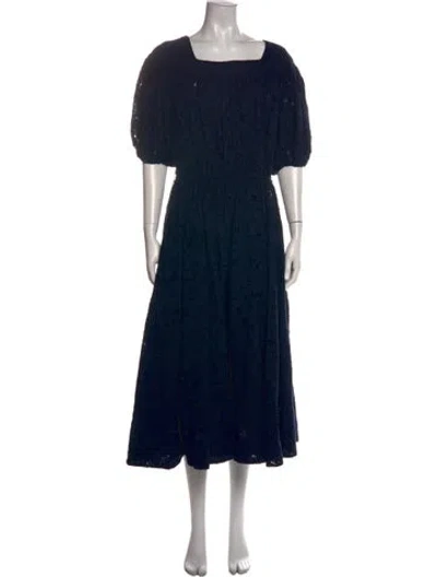 Pre-owned Merlette Lace Pattern Long Dress In Blue