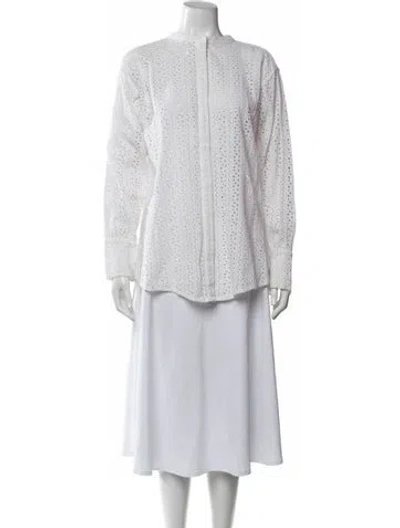 Pre-owned Merlette Lace Pattern Long Dress In White