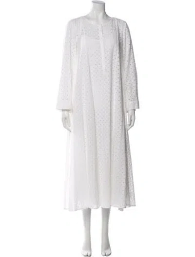 Pre-owned Merlette Lace Pattern Long Dress In White