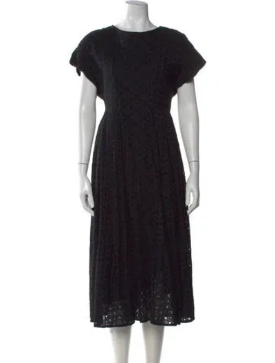 Pre-owned Merlette Lace Pattern Midi Length Dress In Black