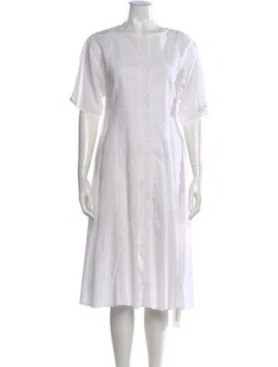 Pre-owned Merlette Lace Pattern Midi Length Dress In Neutral