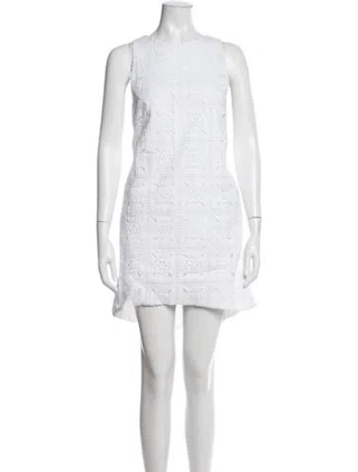 Pre-owned Merlette Lace Pattern Mini Dress In White