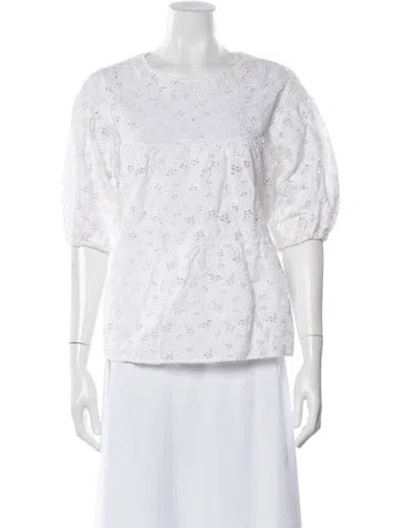 Pre-owned Merlette Lace Pattern Off-the-shoulder Blouse In White