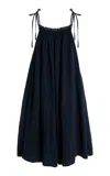 Merlette Laurus Smocked Linen Midi Dress In Navy