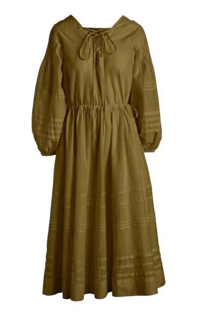 Merlette Leonora Cotton Voile Dress In Olive